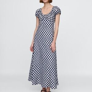 GAP x Doen Navy and White Gingham Dress